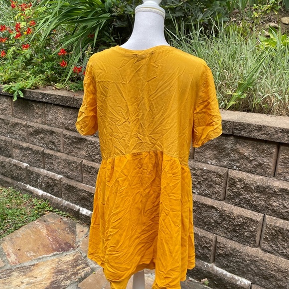 Lacausa Cassie Dress Anthropologie “tar” Gold Yellow Babydoll Layered Small S - Picture 5 of 12